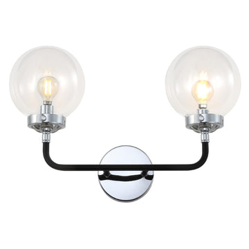 Caleb Brass Vanity Wall Sconce Clear